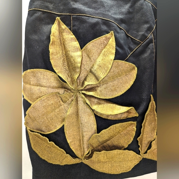 Jessica McClintock Gold Flower Strapless Dress - Picture 2 of 6